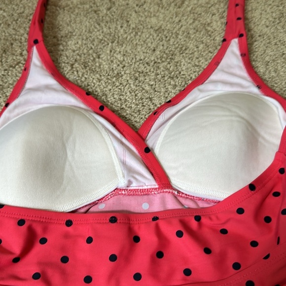 Motherhood Maternity Beach Bump One Piece Swimsuit Size M Pink Polka Dots - Picture 4 of 6